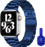 By Qubix Qubix Stalen Schakel Band Donkerblauw - Geschikt voor Apple Watch 44mm, 45mm, 46mm, 49mm