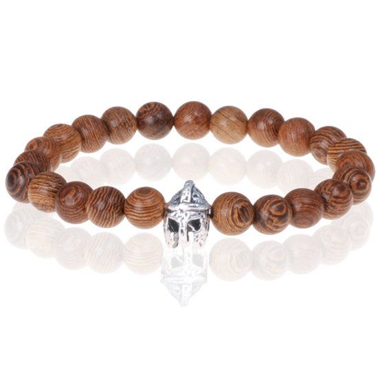 Memphis Accessories Houten kralen armband Spartaanse Helm