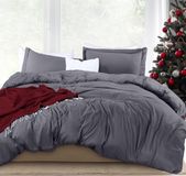 Famanu – Dekbedovertrekset full size 227 x 229 cm microvezel grijs met ritssluiting
