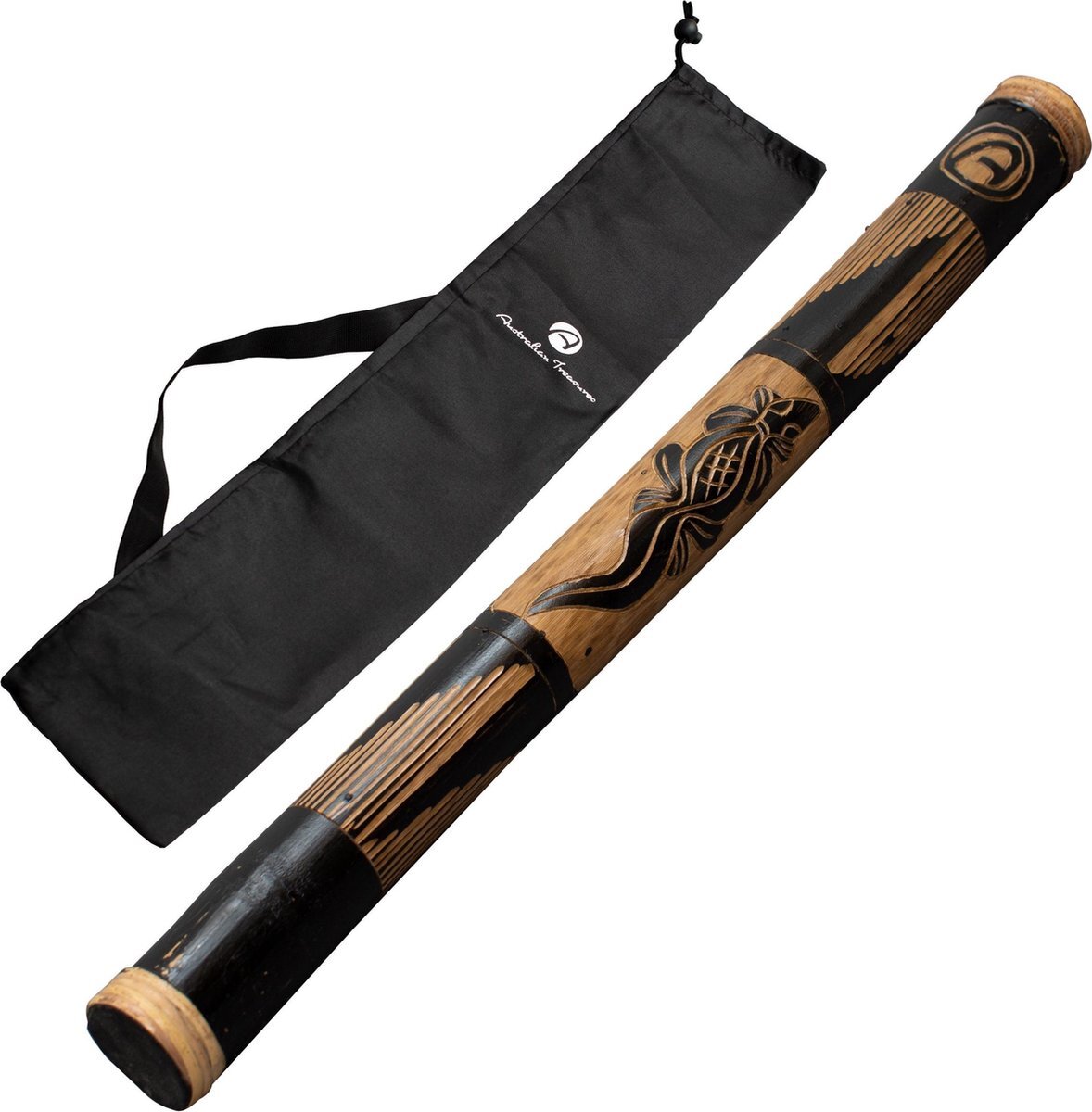 australian treasures Rainstick 60cm carved inclusief nylon bag