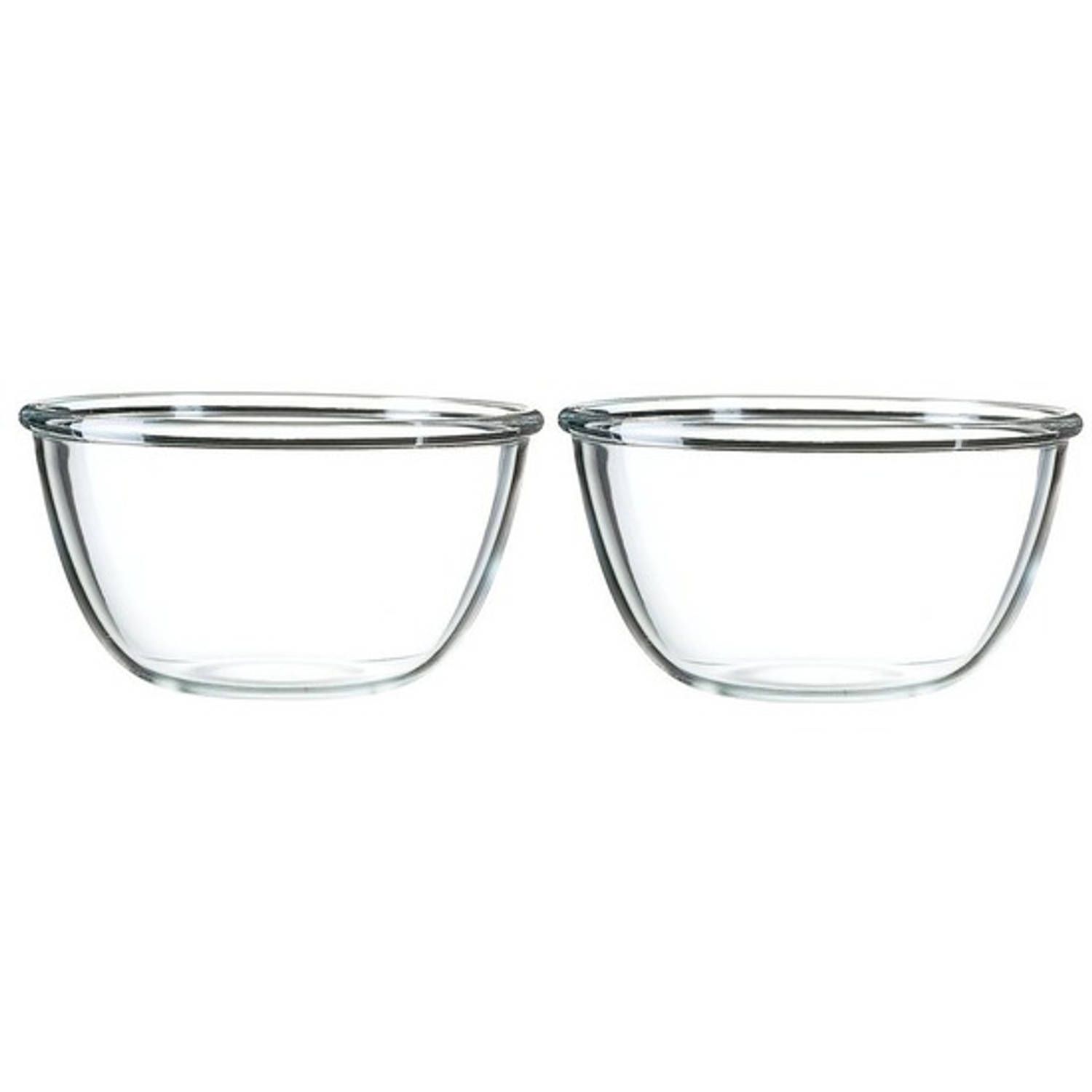 LUMINARC 2x Salade schalen/slakommen van glas 24 cm - Transparant