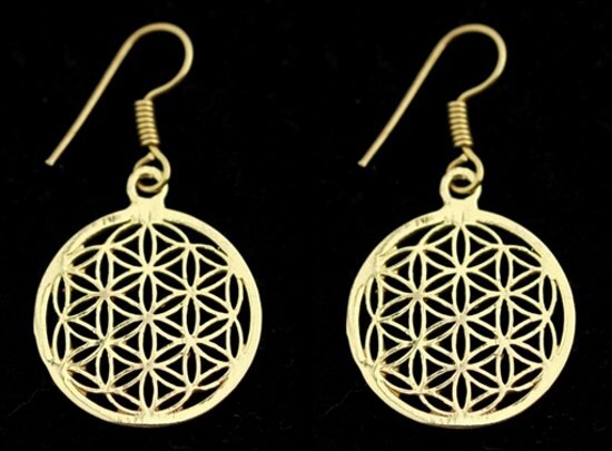 Yogi & Yogini naturals Flower of life oorbellen messing goudkleurig