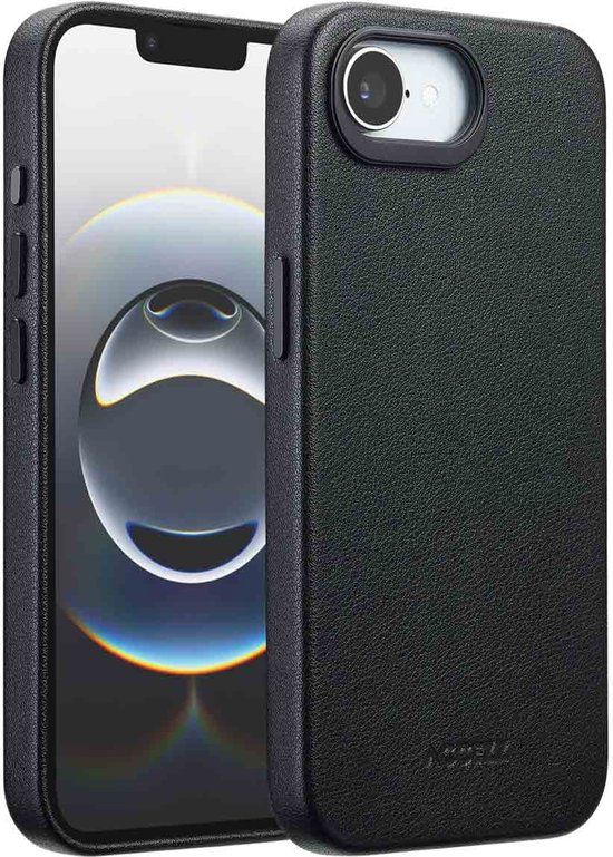 Accezz Leather Backcover Geschikt voor iPhone 17e / 16e - MagSafe - Zwart