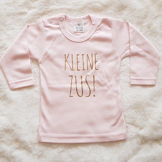 Baby shirt roze - Kleine zus - Maat 56 - Lange mouw