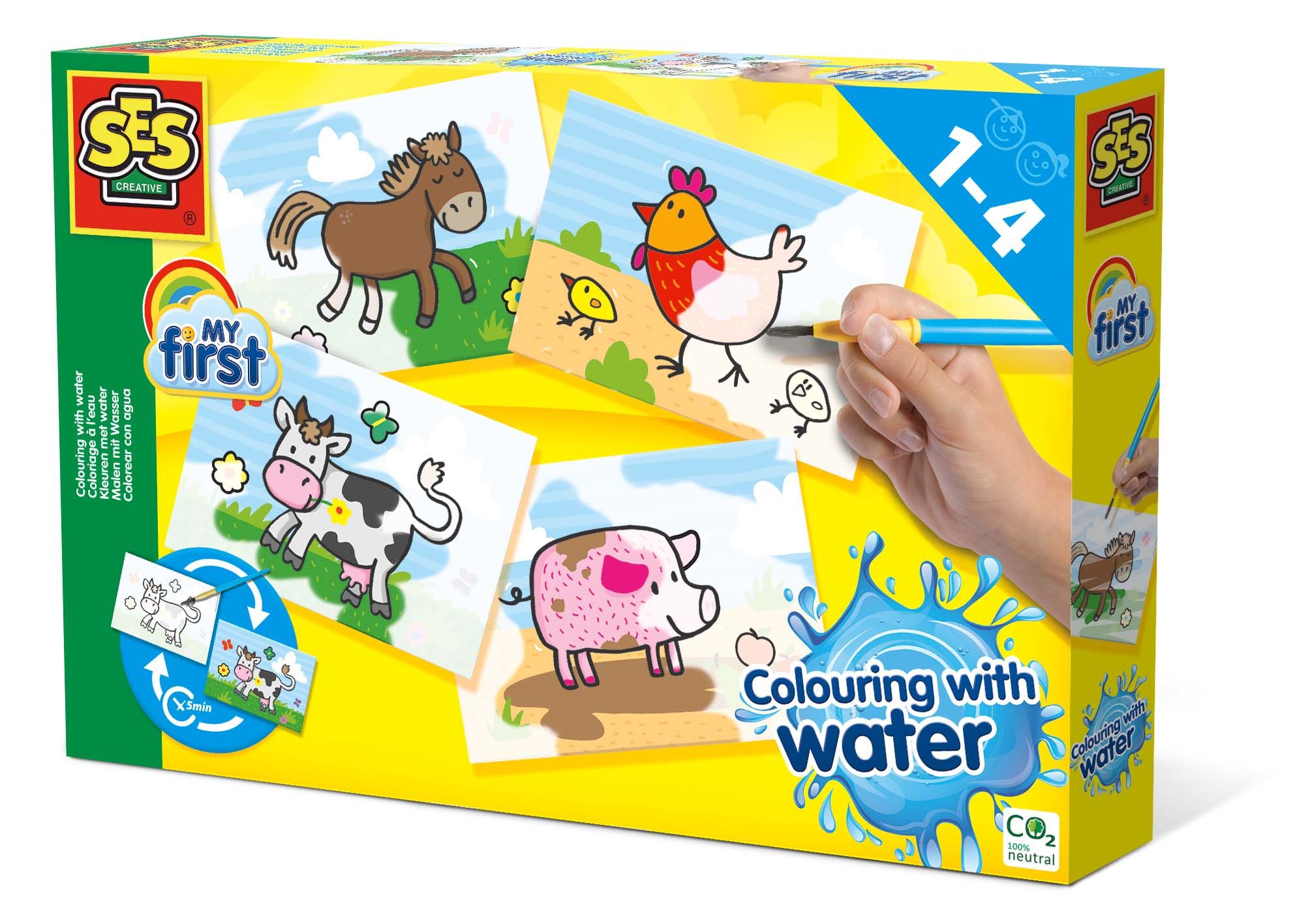 SES Creative My First Kleuren met water - Boerderij dieren - Coloring Picture Set