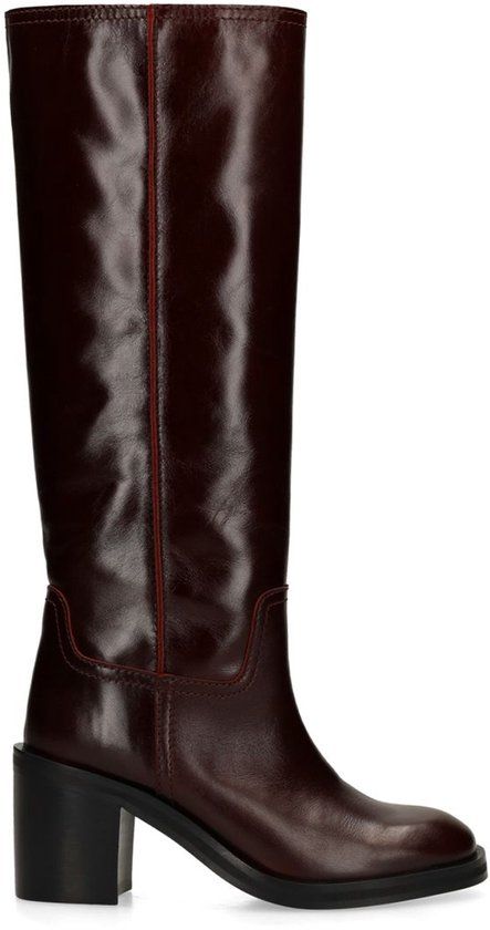 Sacha - Dames - Bordeaux lakleren hoge laarzen met hak - Maat 42