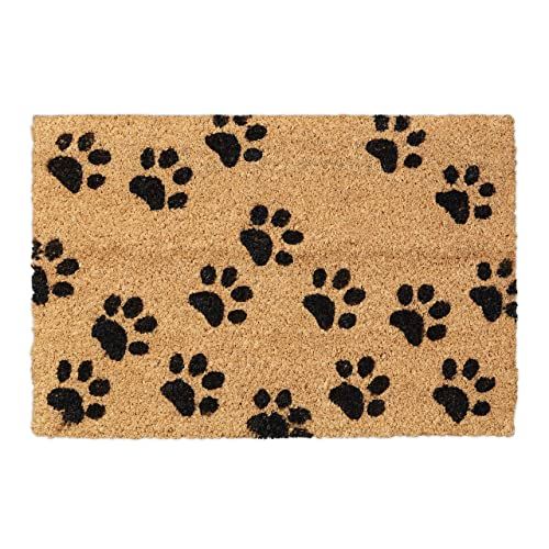 Relaxdays Deurmat kokos pootafdrukken 60 x 40 cm - Zwart