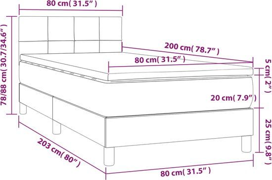 vidaXL Boxspring met matras en LED stof zwart 80x200 cm