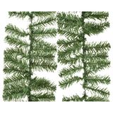 Everlands Slinger van dennentakken - 2x - groen - 270 x 9,5 cm - PVC - 160 tips