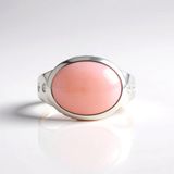 Cavill - Elegante Damesring - 925 Sterling Zilver Geplatineerd - Roze Opaal 6 688 ct - Ovale Cabochon met 4 Fonkelende Zirkonen