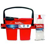 TONKITA | Vloerreinigingsset, 3 stuks, emmer met 2 bekken en wringer 14 liter, handvat 130 cm van gelakt staal, mop, vloerwisser, voor gevoelige vloeren
