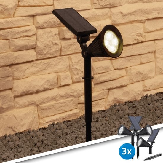 Solarlampkoning Solar LED spot Highlight Warm Wit - Voordeelset 3 stuks