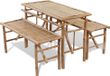 Prolenta Maison Exclusive - Table de jardin exclusive, en bambou, avec deux bancs intégrés, 100 cm