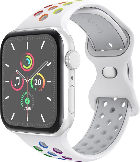 iMoshion Sport⁺ bandje Apple Watch 38/40/41mm - White Rainbow - Maat M/L