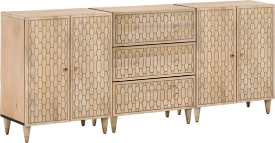 vidaXL Bijzetkasten 3 stuks 60x33x75 cm massief mangohout