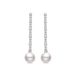 LUXENTER Nibar Boucles d'oreilles en argent sterling 925 avec perle blanche, rhodié, couleur argent, longues boucles d'oreilles, bijoux pour femmes