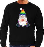 Bellatio Decorations foute kersttrui/sweater heren - Pride Gnoom - zwart - LHBTI/LGBTQ kabouter S