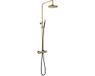 Hotbath Cobber - Stortdoucheset - 200 mm Hoofddouche - 360 mm Hartafstand - Glijstang - Staafmodel Handdouche - Geborsteld Messing - Opbouw - 1/2 Inch
