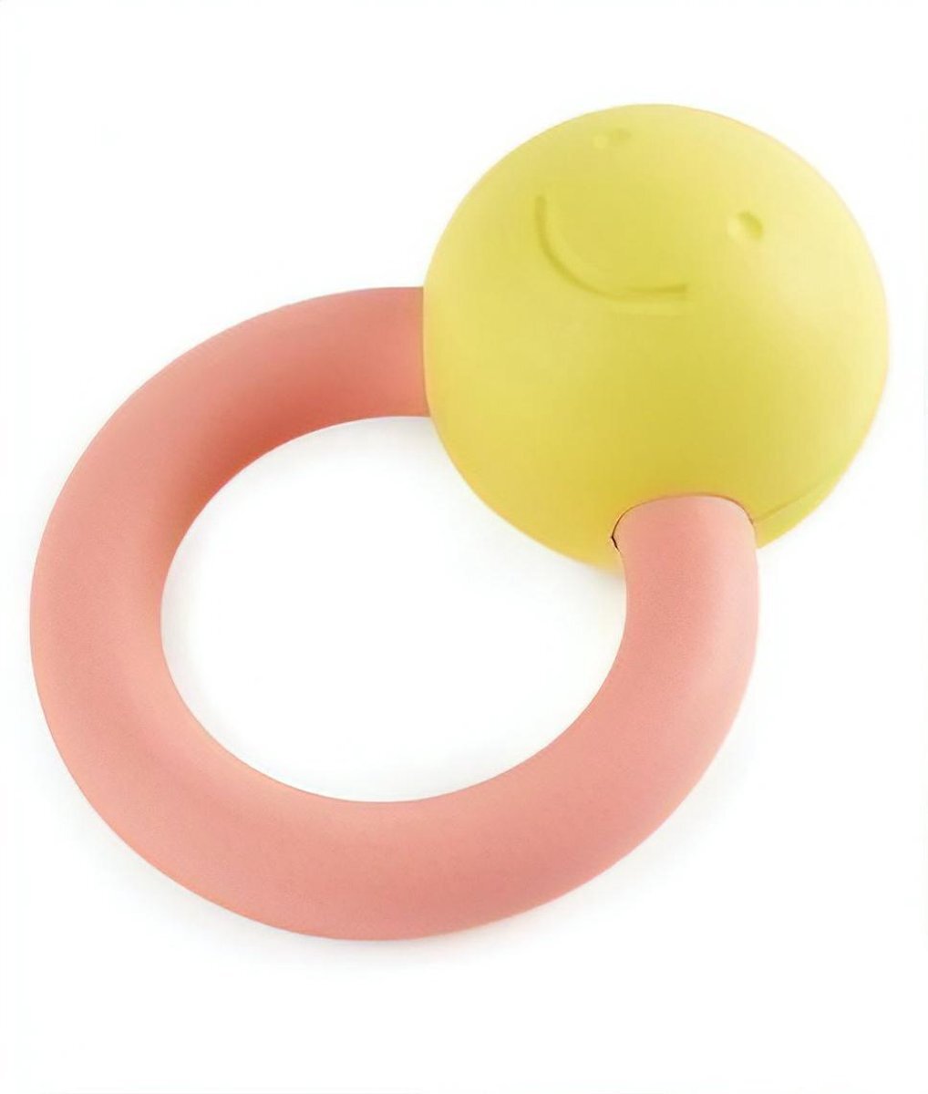 hape babyring rammelaar 10 cm geel/roze