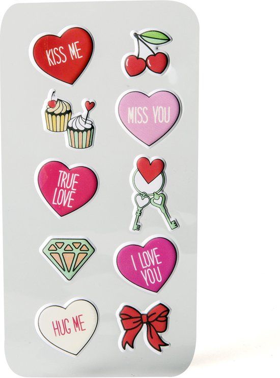 Celly 3D Stickers Harten - Set van 10