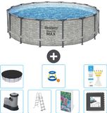 Bestway Rond Steel Pro MAX Zwembad - Steenprint - 488 x 122 cm
