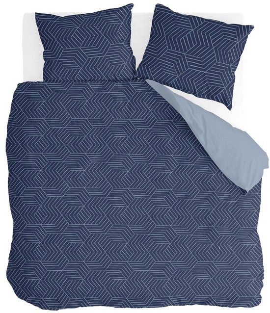Byrklund Dekbedovertrek Lined Grid - 200x220 - 100% Polyester - Donker Blauw