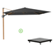 Challenger T² parasol à voile - toile premium | 300x300cm avec pied de parasol Monza 90kg | Faded Black/Teak look