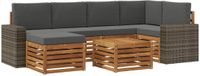 vidaXL - Hoek loungeset - 6 zitplekken - Natuurlijk en antraciet - Polyester