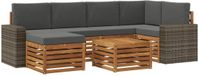 vidaXL - Salon d'angle - 6 places assises - Naturel et anthracite - Polyester