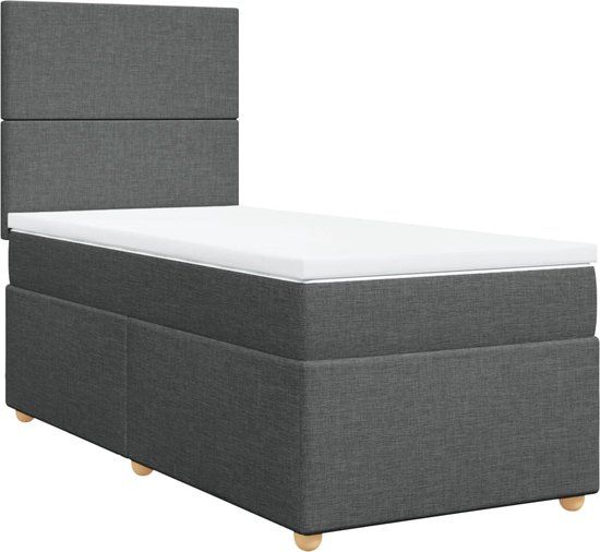 vidaXL Boxspring met matras - stof - donkergrijs - 90x200 cm