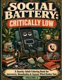 Social Battery: Critically Low: A Funny Adult Coloring Book for Introverts, Homebodies, and Anyone Who'd Rather Text
