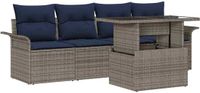 vidaXL Tuinbank Set 5-delig Grijs Polyrattan