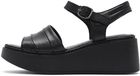 DERIMOD Sandalen Met Sleehak Leren Wedge Sandalen Zwart Maat 40