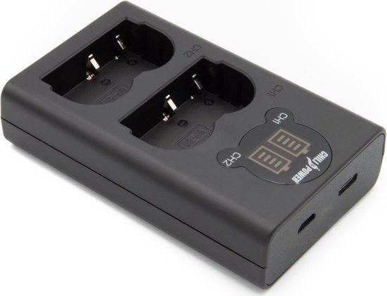 ChiliPower dubbellader BP-511 / BP-511A voor Canon - voor 2 camera accu's (tegelijk)