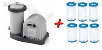 INTEX 28636GS Pompe de filtration, pompe de piscine, 5678 litres par heure, pompe de piscine pour piscines + 6 cartouches filtrantes supplémentaires