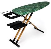 OEM Table à repasser de 130x47 cm, réglable en hauteur, avec roulettes, en bois naturel