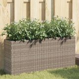 vidaXL Plantenbakken met 2 potten 2 st 90x20x40 cm poly rattan grijs
