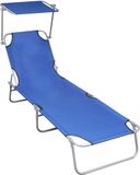 Maison Exclusive - Fauteuil pliant avec auvent, bleu, aluminium