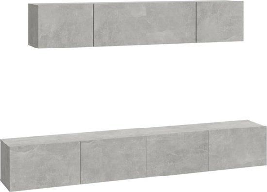 vidaXL 4-delige Tv-meubelset bewerkt hout betongrijs