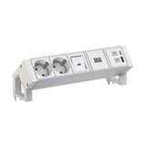 Bachmann DESK2 ALU White 2xCEE7/3 1xSwitch 1xUSB A/C 22W 0.2m