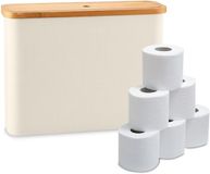 Merkloos Relaxdays Reserverolhouder - voor 12 rollen - stof - beige