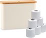 Merkloos Relaxdays Reserverolhouder - voor 12 rollen - stof - beige