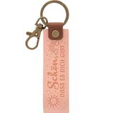 GRUSS & CO 48381 Sleutelhanger van roze kunstleer met karabijnhaak