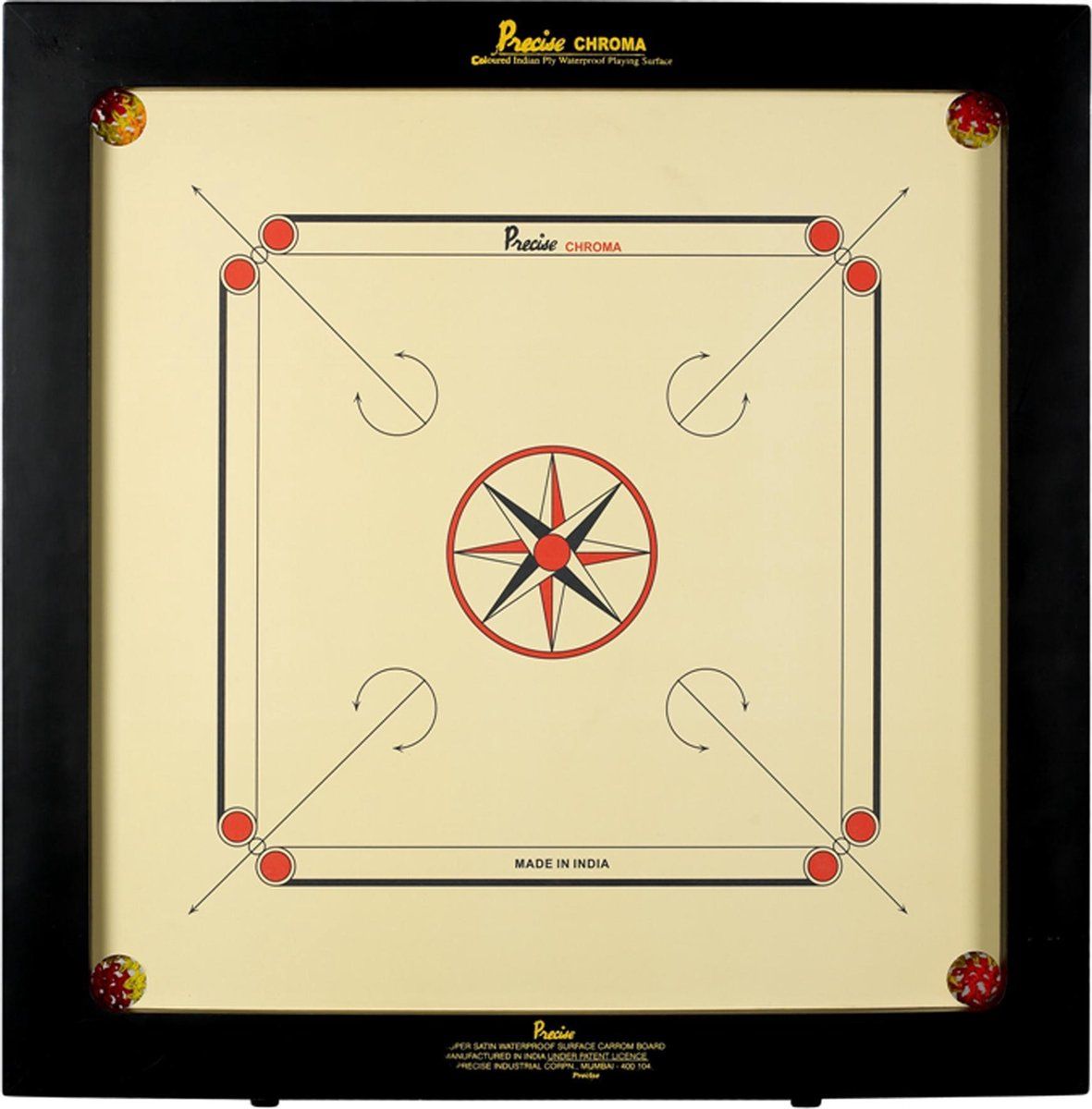 Precise Carrom - Original - 6mm Chroma Excel - Nr.1 Carrom Manufacturer - Handgemaakt in India - Compleet