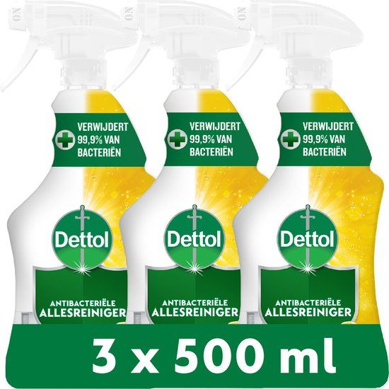 Dettol Allesreiniger Sprays - Antibacterieel - 3x Sprankelende Citroen - 3x500 ml - Voordeelverpakking