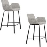 Zuiver Brit Barkrukken rugleuning 67,5 cm Grijs - Set van 2