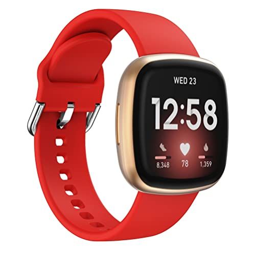 By Qubix Qubix - Siliconen bandje - Rood - compatibel met Fitbit Versa 3 & 4 / Sense 1 & 2