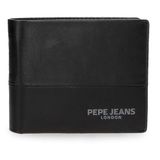 Pepe Jeans Ithaca Horizontale portemonnee met afneembare portemonnee, zwart, 11 x 8,5 x 1 cm, leer van Joumma Bags