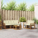 vidaXL Acacia Hout Loungeset 6-delig Natuurlijk en Crème Inclusief Tafel