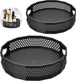 Merkloos Ensemble de 2 présentoirs rotatifs pour épices, organisateur de plateau tournant, étagère de cuisine en nid d'abeille, porte-épices rotatif pour bouteilles d'épices, huile, ingrédients, pots (Noir)